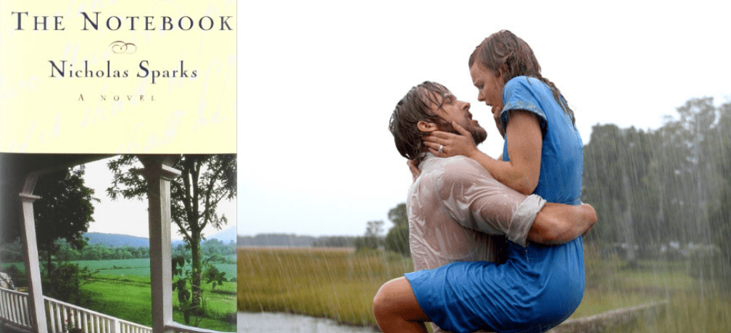 Romance book to movie the notebook
